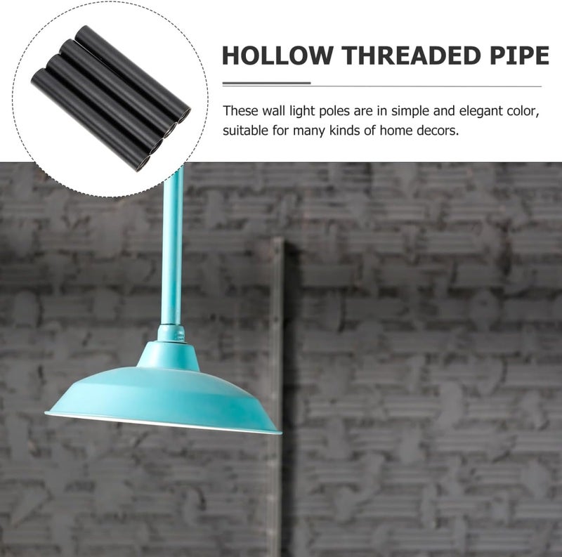 BUTIFULSIC 4Pcs Chandelier Light Extension Poles Hollow Threaded Support Rods for Pendant Lights Ceiling Fixtures and Wall Lamps 3.93 Inch Metal Downrods - Image 3